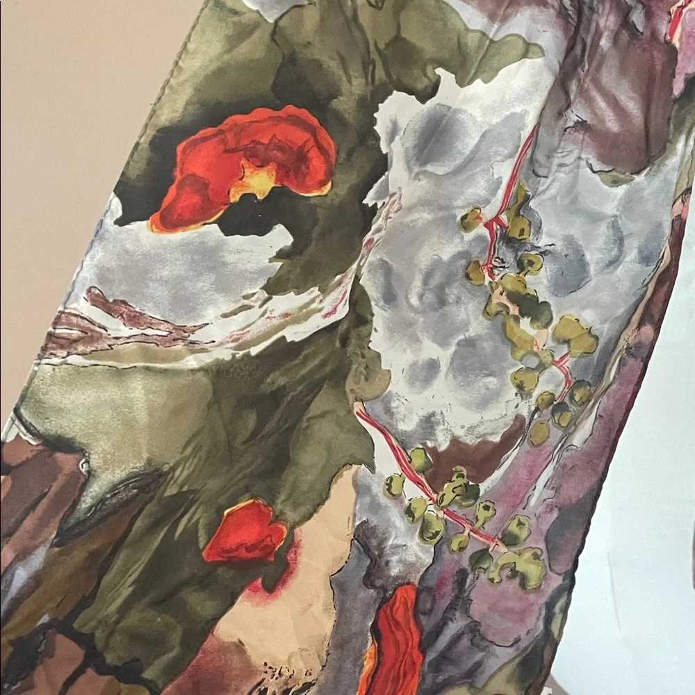 100 % Silk Floral Patterned Scarf - Picture 3 of 4